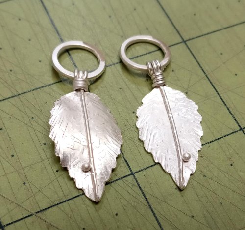 Judy Larson's Feathers and Leaves Earring Remodel - , Metalwork, Texturing, Wire Wrapping, Wrapping, Wire Wrapping Jewelry, , shaped and flat